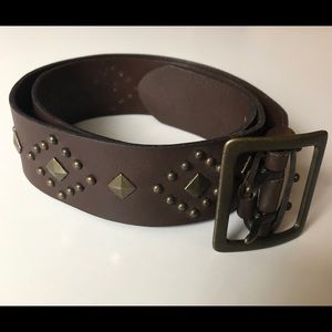 Genuine Brown Leather Belt Womens Medium  0038